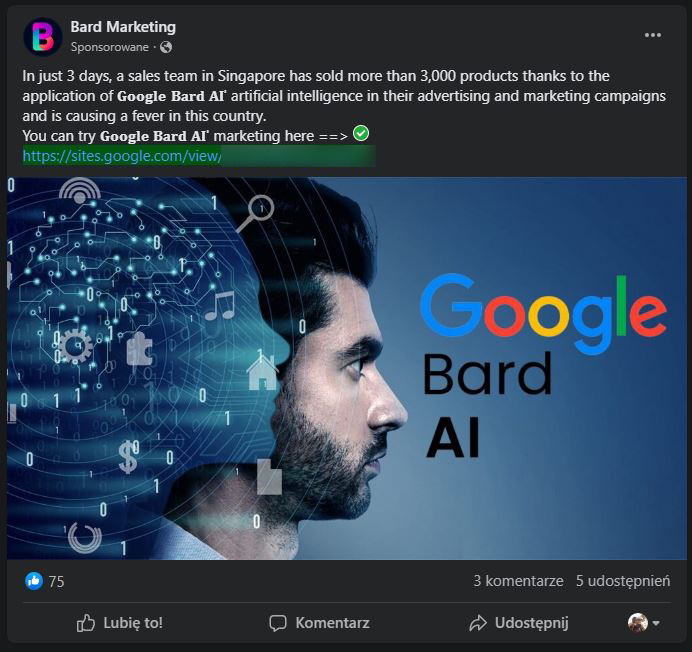 Kolejna fałszywa reklama dotycząca Google Bard AI