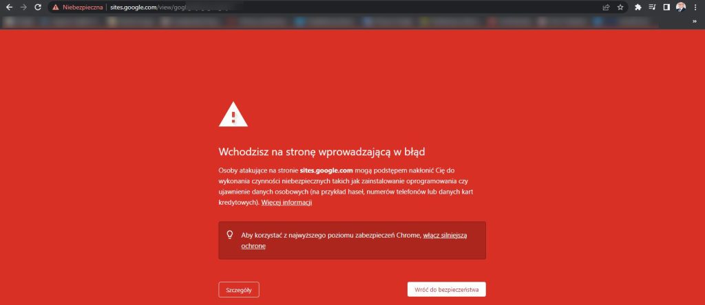 Niebezpieczna strona została zablokowana